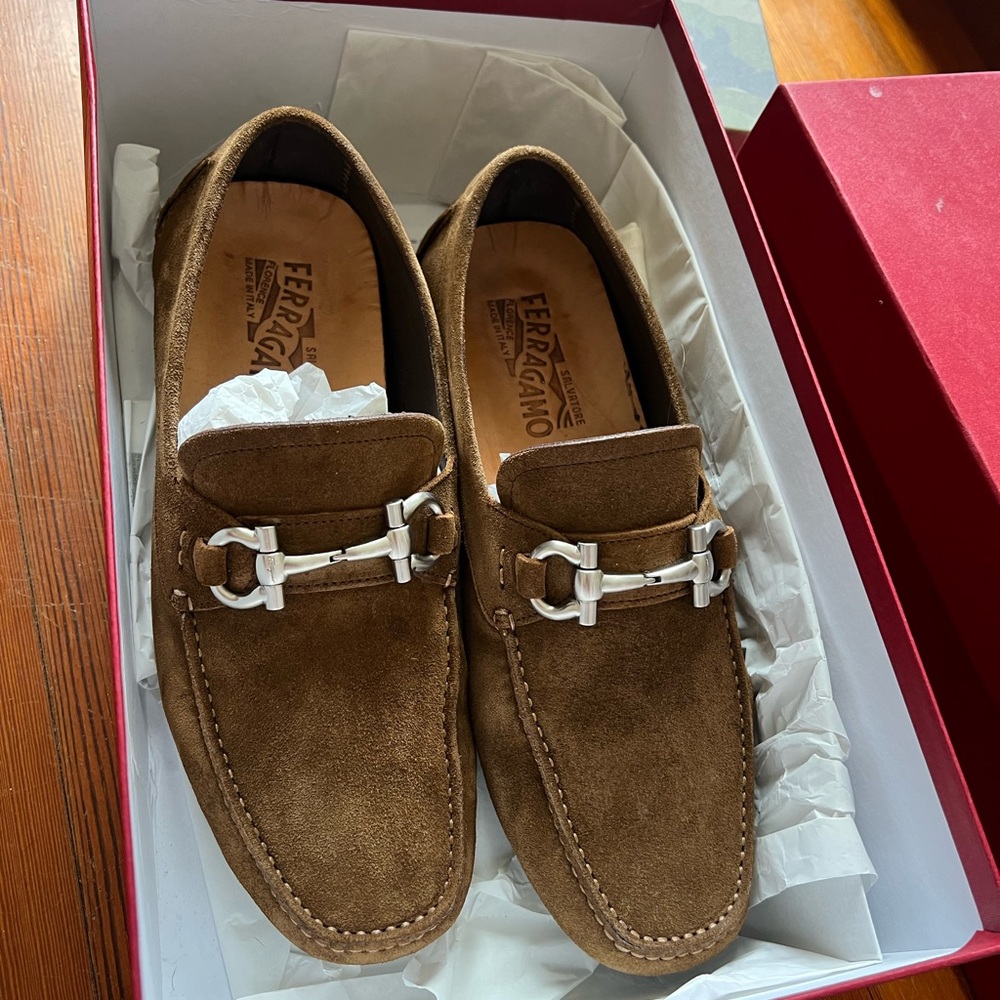 Salvatore Ferragamo Brown Loafers with Horsebit Detail